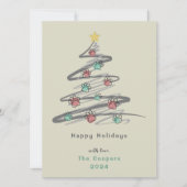 クリスマスツリーパウプリントオーナメントのホリデーカード シーズンカード (正面)