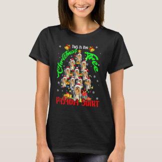 クリスマスツリーパジャマクリスマスツリーサンタヨークシャーテリア Tシャツ