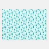 クリスマスツリーパステルベビーブルーピンクグリーンエレガント ラッピングペーパーシート (正面)