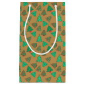 クリスマスツリーパターンゴールデンブロンズ スモールペーパーバッグ (正面)