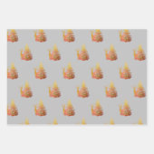 クリスマスツリーパターンセット(3グレー) ラッピングペーパーシート (正面3)