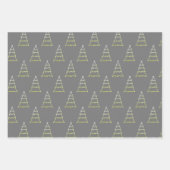 クリスマスツリーパターンセット(3グレー) ラッピングペーパーシート (正面2)