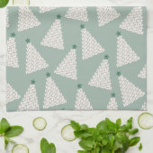 クリスマスツリーパターンセージ緑 キッチンタオル (折り畳み)