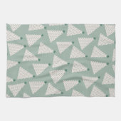 クリスマスツリーパターンセージ緑 キッチンタオル (横)