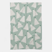 クリスマスツリーパターンセージ緑 キッチンタオル (縦)