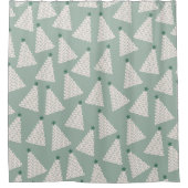 クリスマスツリーパターンセージ緑 シャワーカーテン (正面)