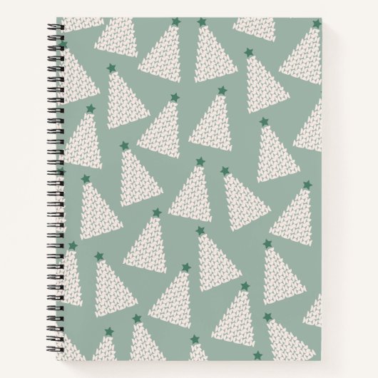 クリスマスツリーパターンセージ緑 ノートブック (正面)