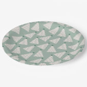 クリスマスツリーパターンセージ緑 ペーパープレート (アングル)