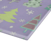 クリスマスツリーパターンバイオレットとライムグリーンID175 カッティングボード (角)