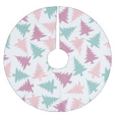 クリスマスツリーパターンパステル調ピンクの紫色の緑 ブラッシュドポリエステルツリースカート (正面)