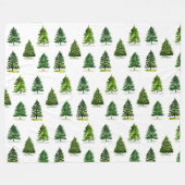 クリスマスツリーパターンフェスティバルグリーンウォーター色 フリースブランケット (正面(横))