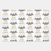 クリスマスツリーパターンフェスティバルスクリプトファミリー ラッピングペーパーシート (正面)