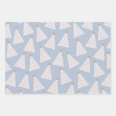 クリスマスツリーパターンブルー ラッピングペーパーシート (正面)