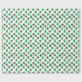 クリスマスツリーパターンホリデーホワイト ラッピングペーパー (フラット)