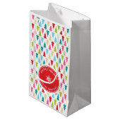 クリスマスツリーパターンモダンフェスティバルミニマル赤 スモールペーパーバッグ (正面アングル)