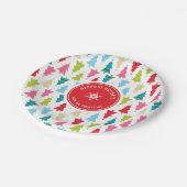 クリスマスツリーパターンモダンフェスティバルミニマル赤 ペーパープレート (アングル)