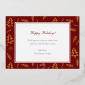 クリスマスツリーパターンレッドフォト金ゴールド 箔シーズンカード (裏面)