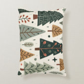 クリスマスツリーパターンヴィンテージ休日 アクセントクッション (正面(垂直))