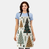 クリスマスツリーパターンヴィンテージ休日 エプロン (着用した状態)