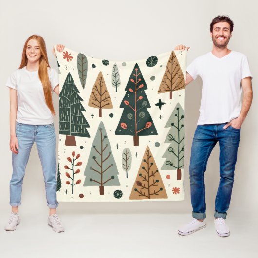 クリスマスツリーパターンヴィンテージ休日 フリースブランケット (インサイチュ)