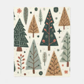 クリスマスツリーパターンヴィンテージ休日 フリースブランケット (正面)