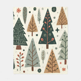 クリスマスツリーパターンヴィンテージ休日 フリースブランケット