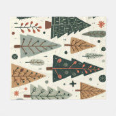 クリスマスツリーパターンヴィンテージ休日 フリースブランケット (正面(横))