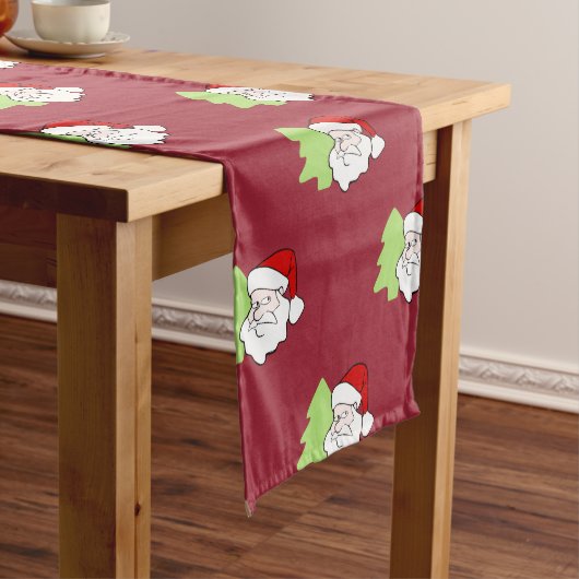 クリスマスツリーパターン付きサンタ ショートテーブルランナー (インサイチュ)