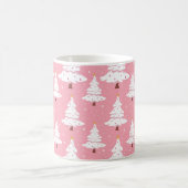 クリスマスツリーパターン付きピンクのクリスマスマグカップ コーヒーマグカップ (中央)