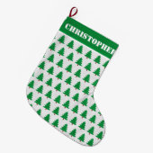 クリスマスツリーパターン名前をカスタムする ラージクリスマスストッキング (正面 (吊り時))
