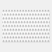 クリスマスツリーパターン白黒赤面緑 ラッピングペーパーシート (正面)