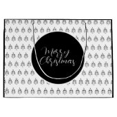 クリスマスツリーパターン白黒 ラージペーパーバッグ (正面)