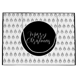 クリスマスツリーパターン白黒 ラージペーパーバッグ