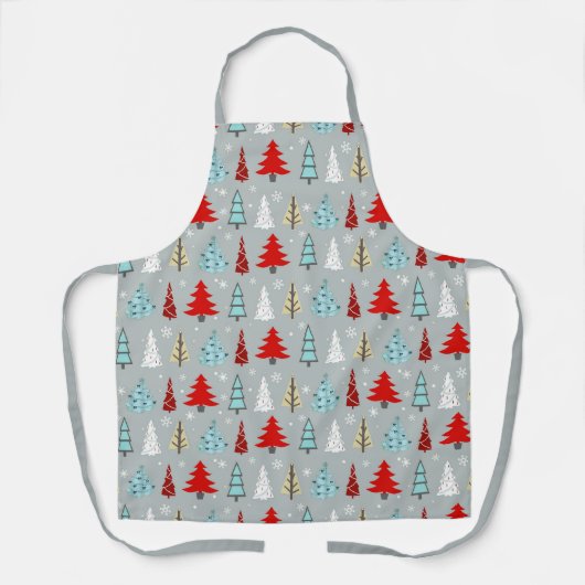 クリスマスツリーパターン赤と青ID175 エプロン (正面)