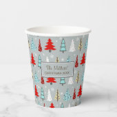 クリスマスツリーパターン赤と青ID175 紙コップ (正面)