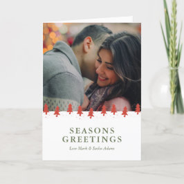 クリスマスツリーパターン赤水カラーカスタム写真 シーズンカード