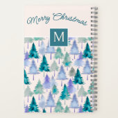 クリスマスツリーパターン赤面ピンクモノグラムの ノートブック (裏面)