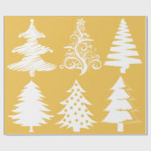 クリスマスツリーパターン金ゴールド白 ラッピングペーパー (フラット)