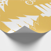 クリスマスツリーパターン金ゴールド白 ラッピングペーパー (角)