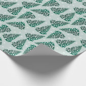 クリスマスツリーパターン雪の結晶グリーンホワイト ラッピングペーパー (角)