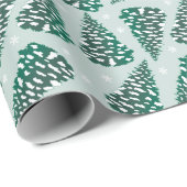 クリスマスツリーパターン雪の結晶グリーンホワイト ラッピングペーパー (ロールコーナー)