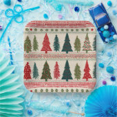 クリスマスツリーパターン(の模様が)ある ペーパープレート (パーティー)