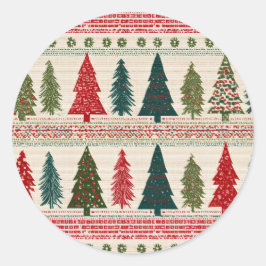 クリスマスツリーパターン（の模様が）ある ラウンドシール