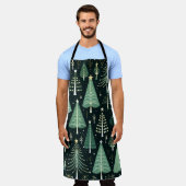 クリスマスツリーパターン エプロン (着用した状態)