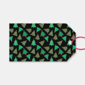 クリスマスツリーパターン | カスタム黒 ギフトタグ (正面(横))