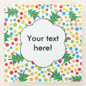 クリスマスツリーパターン ガラスコースター (正面)