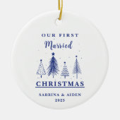 クリスマスツリーパターン |クリスマス結婚した初 セラミックオーナメント (正面)