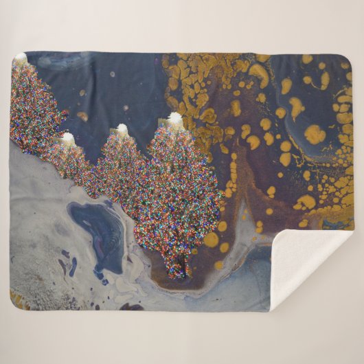 クリスマスツリーパターン シェルパブランケット (正面(横))