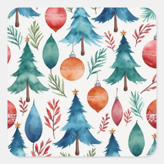 クリスマスツリーパターン スクエアシール (正面)
