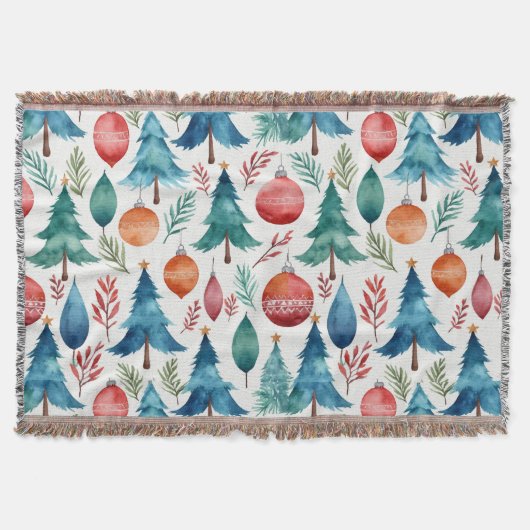 クリスマスツリーパターン スローブランケット (正面)